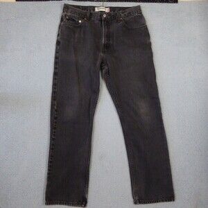 Levis 505 Jeans Mens 36x32 Black Denim Distressed Straight Leg Meas. 34x31